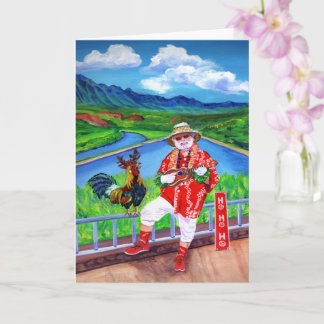 Santa in Paradise Kauai Mele Kalikimaka Christmas Card