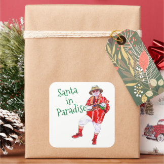 Santa in Paradise Kauai with Ukulele Sticker
