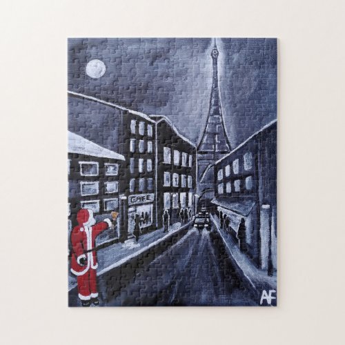 Santa in Paris Painting by Alfred Fox Jigsaw Puzzle