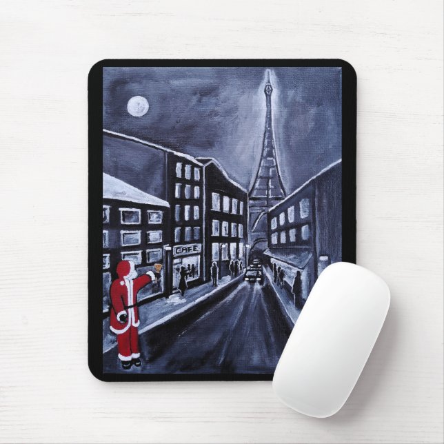 Santa in Paris Painting by Alfred Fox Mouse Pad (With Mouse)