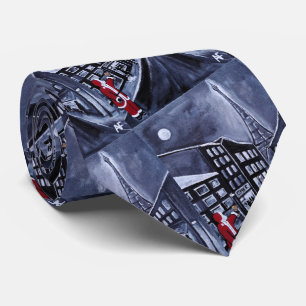 Santa in Paris Painting by Alfred Fox Neck Tie