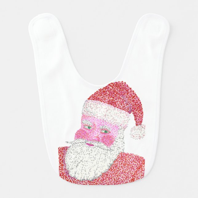 Santa in Pointillism holiday bibs (Front)