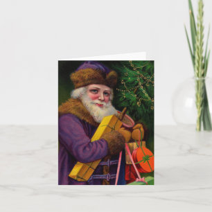 Santa in Purple Note Card