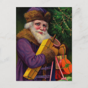 Santa in Purple Postcard