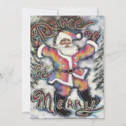 Santa in Rainbow Suit Flat Thank You Card