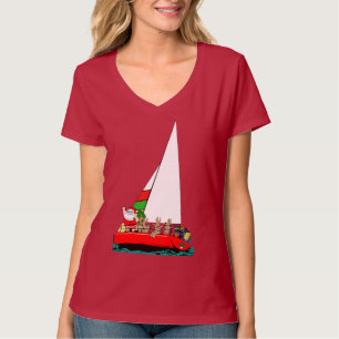 Santa in Sailboat at Christmas T-Shirt