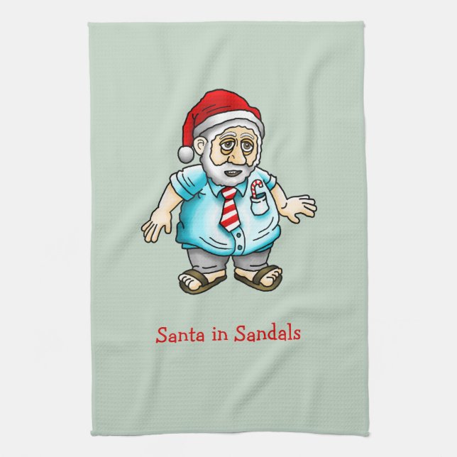 Santa in Sandals Kitchen Towel (Vertical)