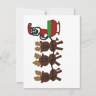 Santa In Sleigh With Reindeer Note Card