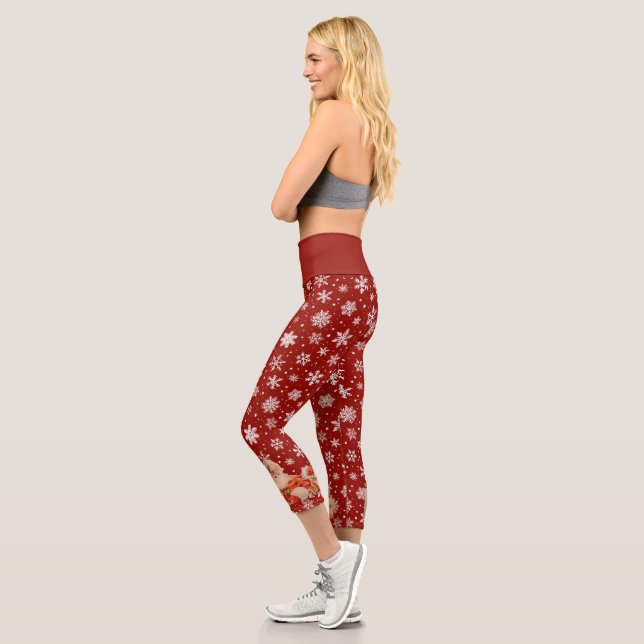 Santa in Snow Capri Leggings (Left)