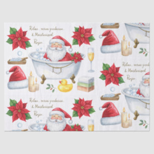 Santa in Spa Bathtub Christmas themed Tissue Paper