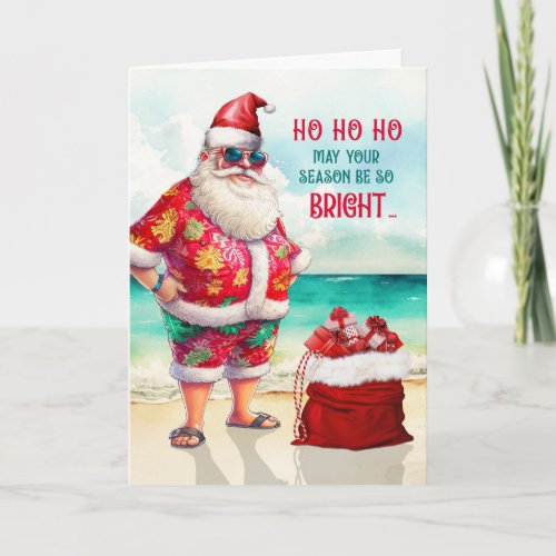 Santa in Sunglasses Funny Christmas Holiday Card