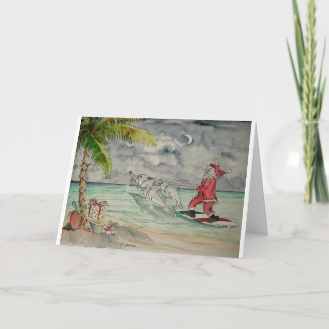 Santa in the Caribbean Holiday Card (Front)