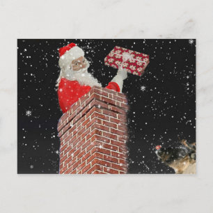Santa in the chimney post card