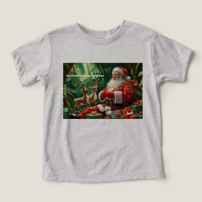 Santa in the Jungle- Custom Message Toddler T-shirt (Design Front)