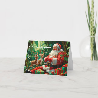 Santa in the Jungle –  with Custom Message Holiday Card
