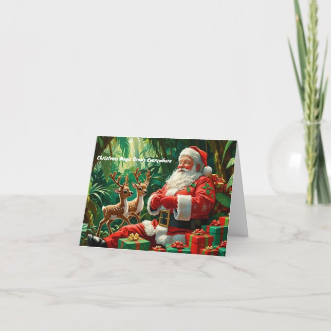 Santa in the Jungle –  with Custom Message Holiday Card (Front)