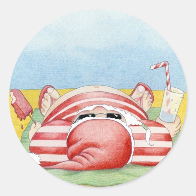 Santa in the Sand Sticker (Front)