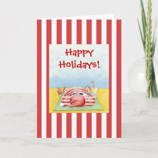 Santa in the Sand Stripes Holiday Card