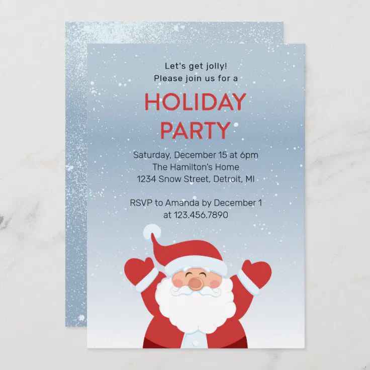 Santa in the Snow Holiday Party Invitation | Zazzle