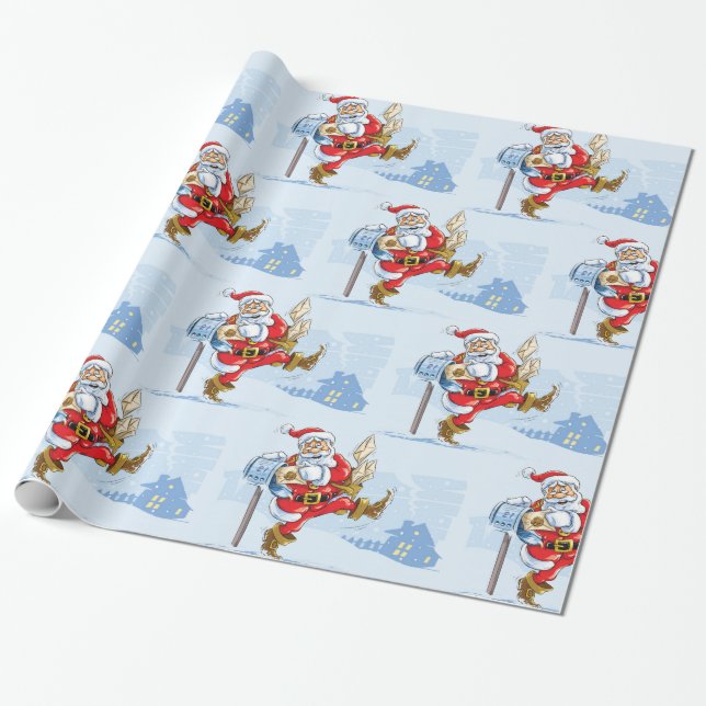 Santa in the Snow Wrapping Paper (Unrolled)