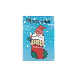 Santa In the sock  Passport Holder