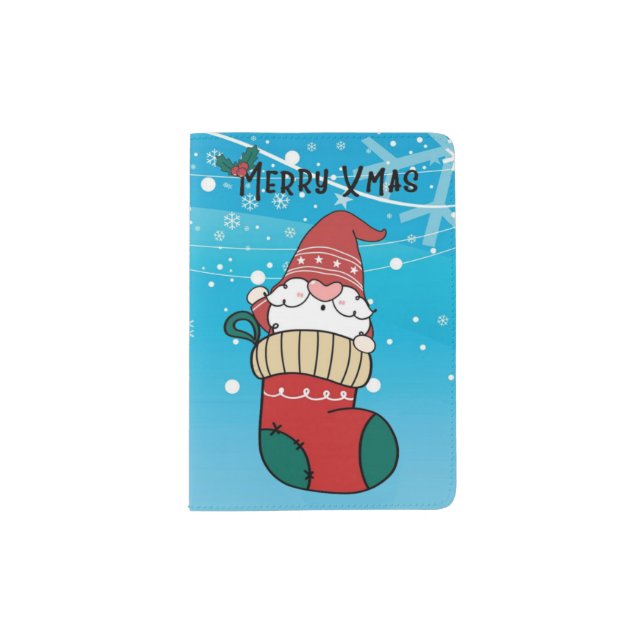 Santa In the sock  Passport Holder (Front)