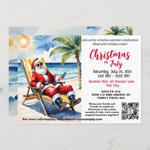 Santa in the sun summer party Australian Christmas Invitation