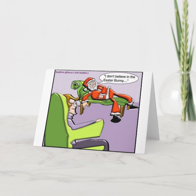 Santa In Therapy Funny Christmas Gifts & Tees Holiday Card (Front)