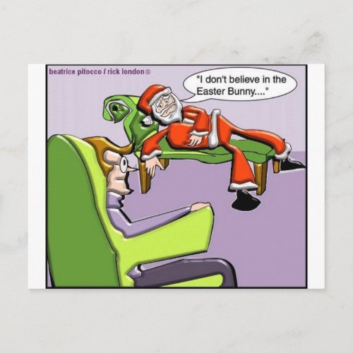 Santa In Therapy Funny Christmas Gifts  Tees Holiday Postcard