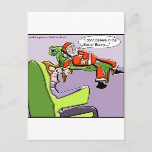 Santa In Therapy Funny Christmas Gifts  Tees Holiday Postcard