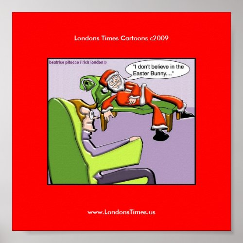 Santa In Therapy Funny Christmas Posters