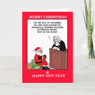 Santa in Trouble at Christmas Holiday Card