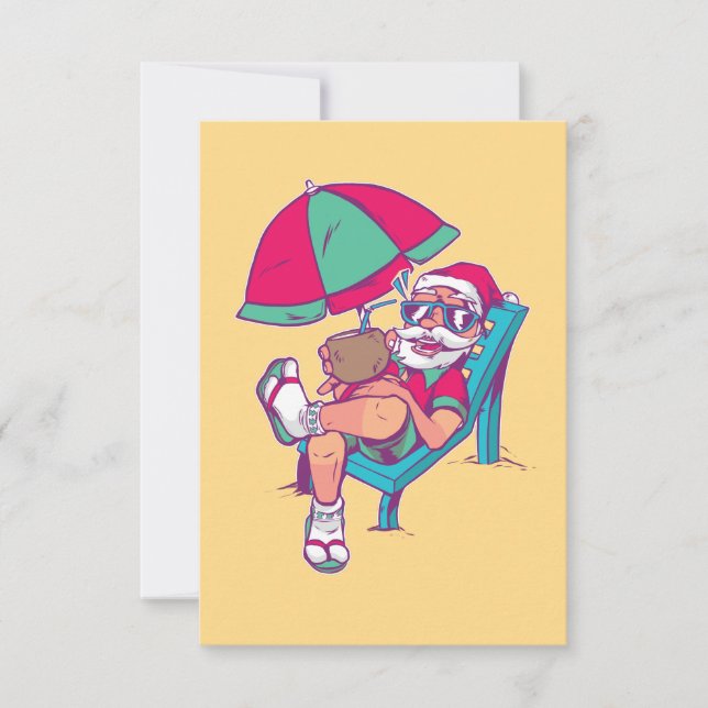 SANTA IN VACATION CHRISTMAS IN JULY  THANK YOU CARD (Front)