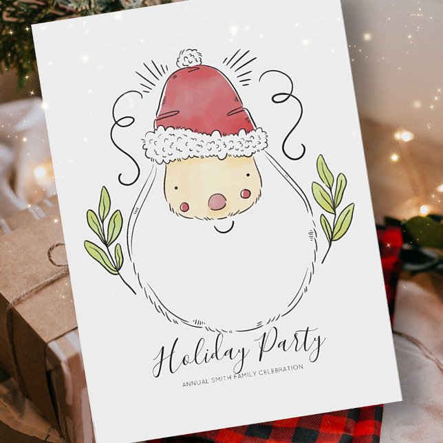 Santa in Watercolor Holiday Party Invitation (Creator Uploaded)