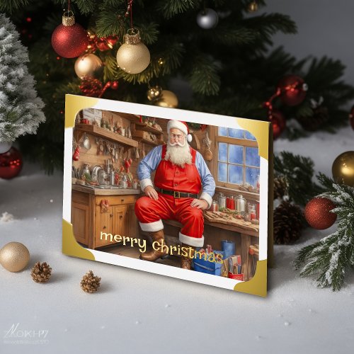 Santa in Workshop Holiday Card