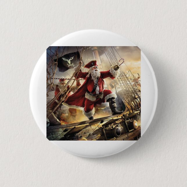 santa is a pirate button (Front)