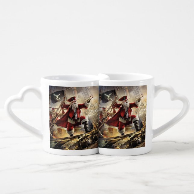 Santa Is A Pirate Coffee Mug Set (Front Nesting)