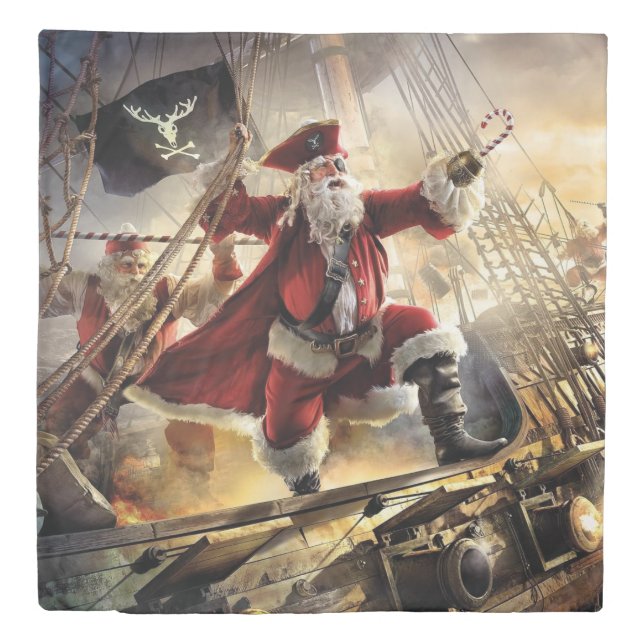 Santa Is A Pirate Duvet Cover (Front)