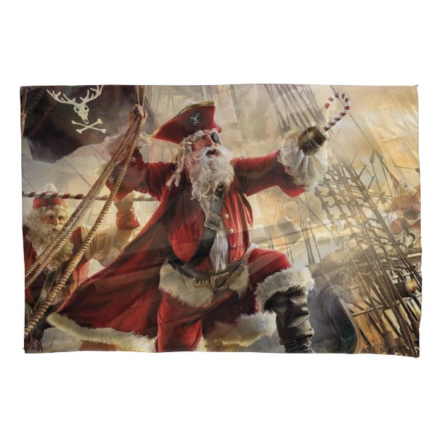 Santa Is A Pirate Pillow Case (Front-Left)
