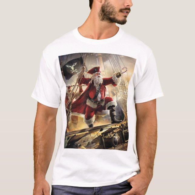 Santa Is A Pirate T-Shirt (Front)