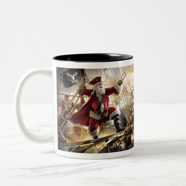 santa is a pirate Two-Tone coffee mug (Left)