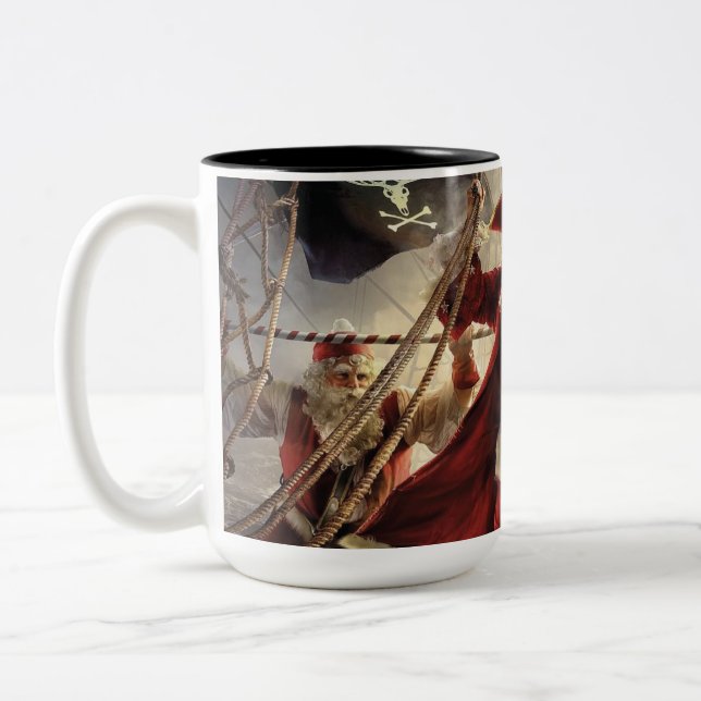 Santa Is A Pirate Two-Tone Coffee Mug (Left)