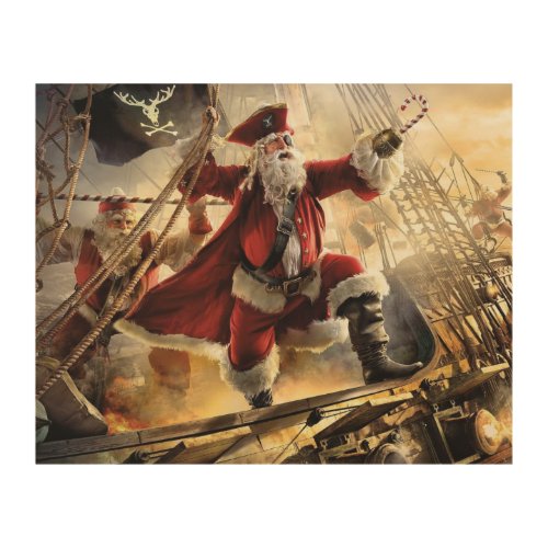 Santa Is A Pirate Wood Wall Art