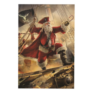 Santa Is A Pirate Wood Wall Art