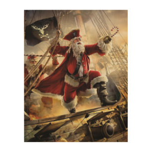 Santa Is A Pirate Wood Wall Art