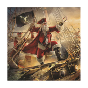 Santa Is A Pirate Wood Wall Art
