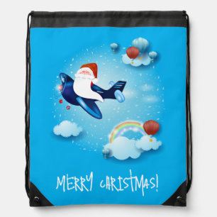 Santa is Coming Drawstring Bag