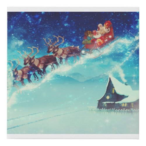 Santa is Coming Faux Canvas Print