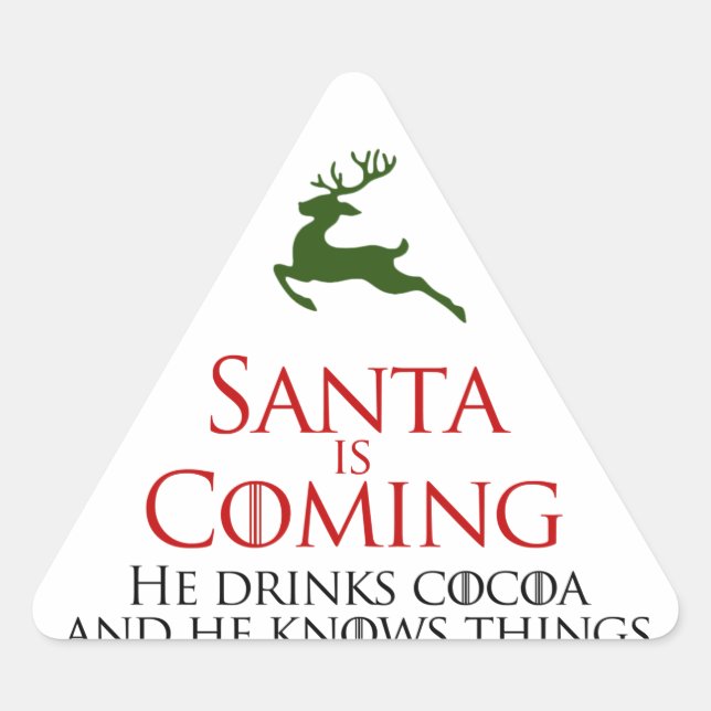 Santa Is Coming | Funny Classic Round Sticker (Front)