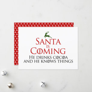 Santa Is Coming   Funny Flat Holiday Card